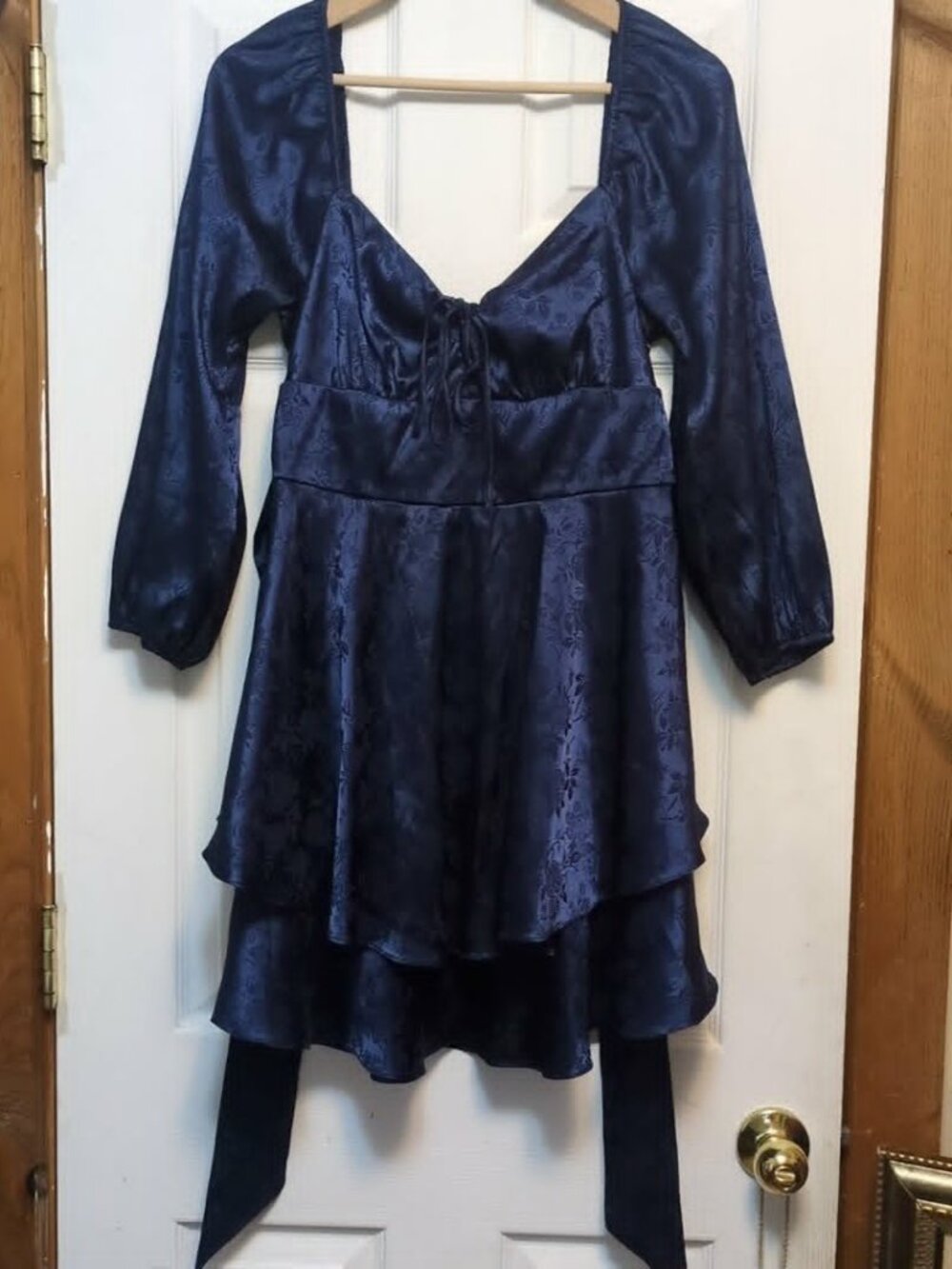 B Darlin Whimsigoth Party Dress Size 13/14 Junior Blue Satin 90's Goth Milkmaid